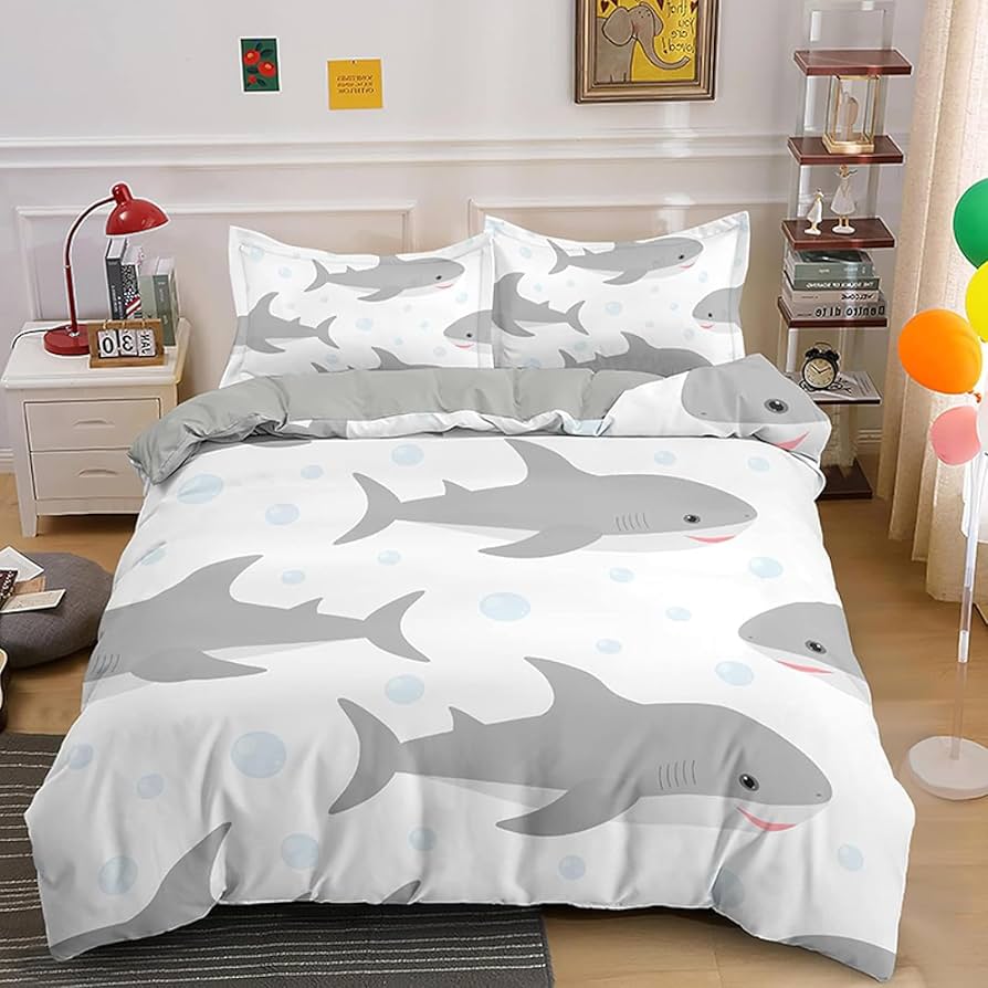 Erosebridal サメの寝具セット 掛け布団カバー 子供 キッズ Amazon.co.jp: サメの魚柄 子供用掛け布団カバーセット フル寝具